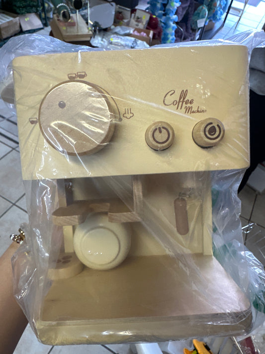 Máquina de café de madera juguete